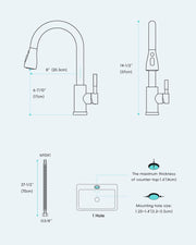Modern Kitchen Faucet by APPASO, Brushed Nickel with Pull-Down Sprayer, Single Handle Stainless Steel High Arc Design