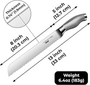 Orblue Serrated Bread Knife – Premium Stainless Steel Razor Sharp Wavy Edge Blade – Perfect Bread Cutter for Effortless Slicing of Bagels, Cakes, and Homemade Loaves (8