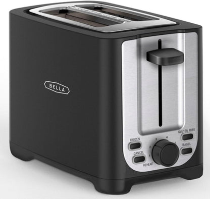 BELLA 2 Slice Toaster. With its extra wide slots and removable crumb tray, it's perfect for busy mornings. Say goodbye to burnt toast and hello to perfectly toasted goodness.