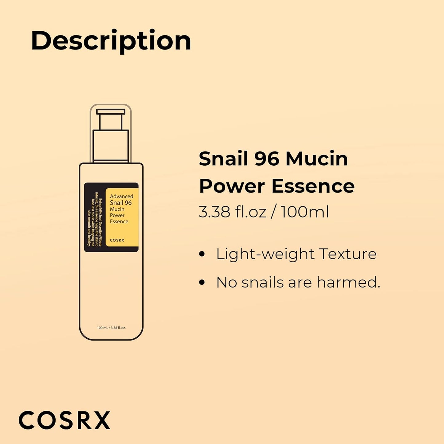 COSRX Snail Mucin 96% Power Face Serum 3.38 fl oz 100ml, Hydrating Serum for Face, Self Care, Glow Skin under Makeup, Korean Skin Care, Korean Beauty