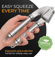 ORBLUE Stainless Steel Garlic Press - Professional Grade Mincer and Peeler Set, Easy Clean