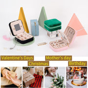 Travel Velvet Jewelry Box with Mirror |Portable Velvet Jewelry Box for Necklaces and Rings