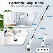 Bathroom Cleaning Spin Brush: Waterproof Cordless Scrubber with Extendable Handle