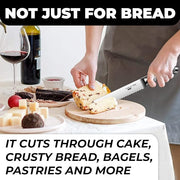 Orblue Serrated Bread Knife – Premium Stainless Steel Razor Sharp Wavy Edge Blade – Perfect Bread Cutter for Effortless Slicing of Bagels, Cakes, and Homemade Loaves (8