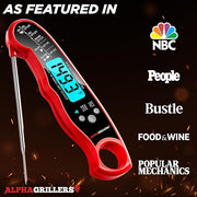 Alpha Grillers Digital Meat Thermometer for Cooking, Grilling, and BBQ Griddles - Waterproof with Backlight & Calibration, Perfect for Food, Oven, Air Fryer, and Kitchen Accessories - Essential Stocking Stuffer Gift.