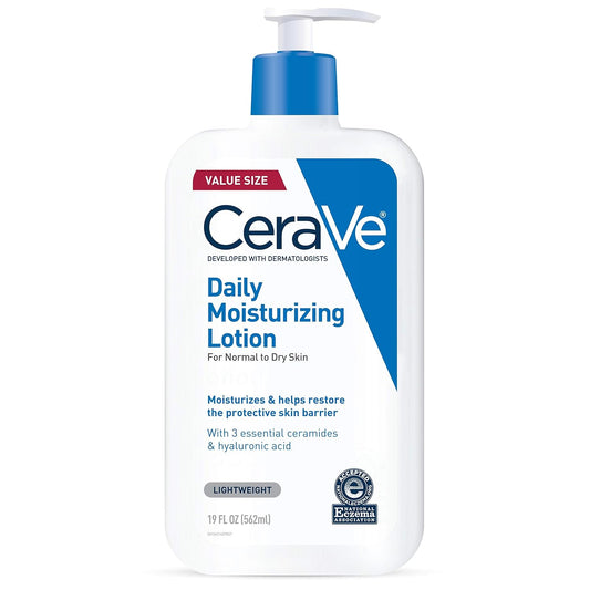 CeraVe Daily Moisturizing Lotion for Dry Skin | Hydrating Face and Body Moisturizer with Hyaluronic Acid and Ceramides | Oil-Free and Fragrance-Free Daily Lotion | Lightweight Formula | 19 oz