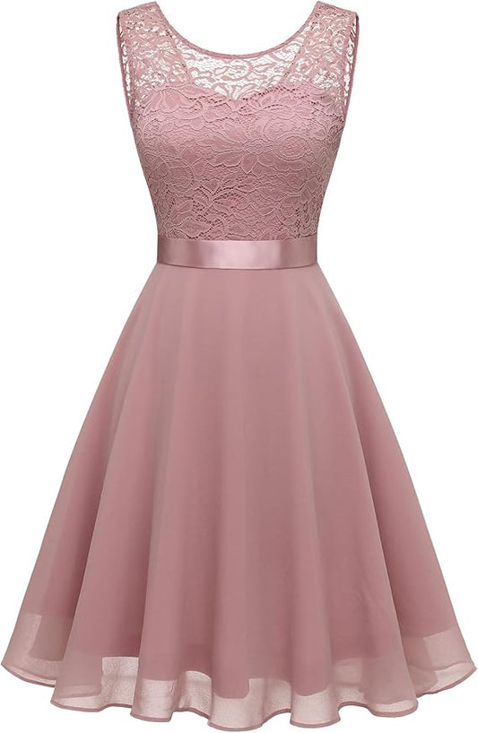 BeryLove Cocktail Dresses | Sleeveless Lace Homecoming Dress for Teens | Elegant Formal Dresses for Wedding Guests | Stylish Party Attire