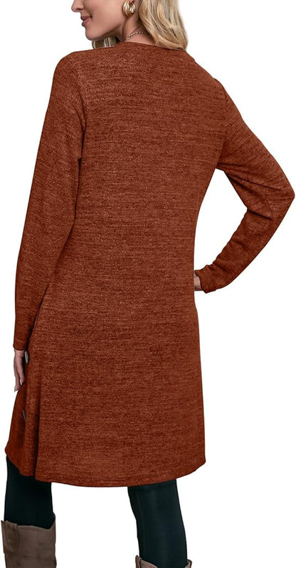 OFEEFAN Tunic Dresses for Women | Long Sleeve Fall Styles with Pockets