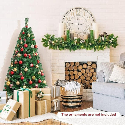 Goplus 5ft Artificial Christmas Tree, Unlit Xmas Full Tree with 350 PVC Branch Tips, Foldable Metal Stand, Christmas Pine Tree for Indoor Office Home Decor