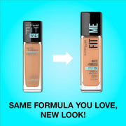 Maybelline Fit Me Matte + Poreless Liquid Foundation Makeup | Oil-Free Formula for a Natural Matte Finish | Shade: Rich Tan | 1 Count | Packaging May Vary