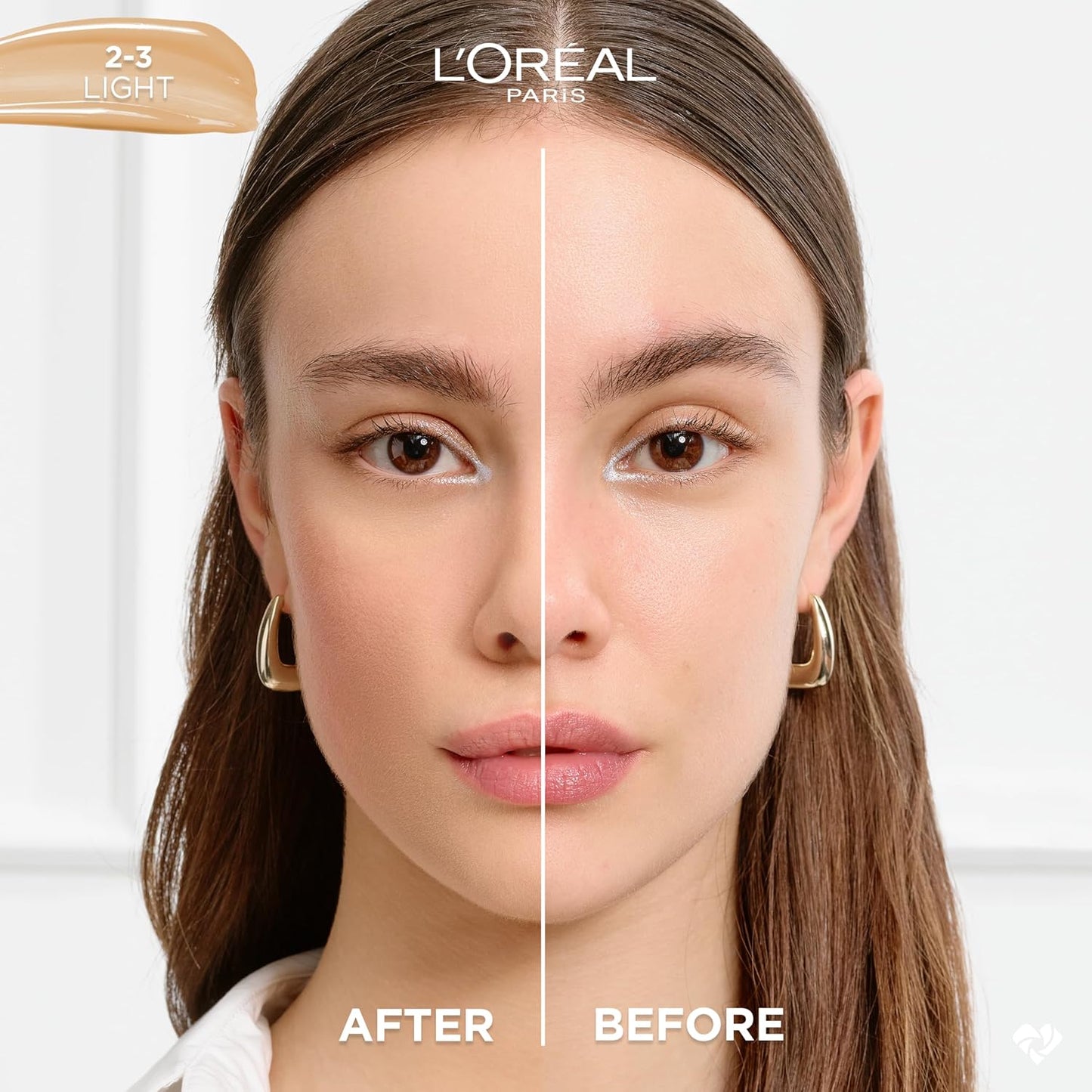 L'Oreal Paris True Match Nude Tinted Serum Foundation | Lightweight Formula with 1% Hyaluronic Acid | Hydrating Coverage in Shade Light 2-3 | 1 fl. oz.