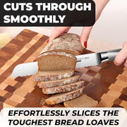 Orblue Serrated Bread Knife – Premium Stainless Steel Razor Sharp Wavy Edge Blade – Perfect Bread Cutter for Effortless Slicing of Bagels, Cakes, and Homemade Loaves (8