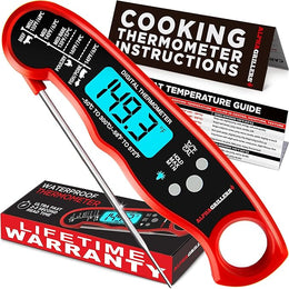 Alpha Grillers Digital Meat Thermometer for Cooking, Grilling, and BBQ Griddles - Waterproof with Backlight & Calibration, Perfect for Food, Oven, Air Fryer, and Kitchen Accessories - Essential Stocking Stuffer Gift.