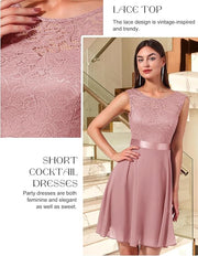 BeryLove Cocktail Dresses | Sleeveless Lace Homecoming Dress for Teens | Elegant Formal Dresses for Wedding Guests | Stylish Party Attire