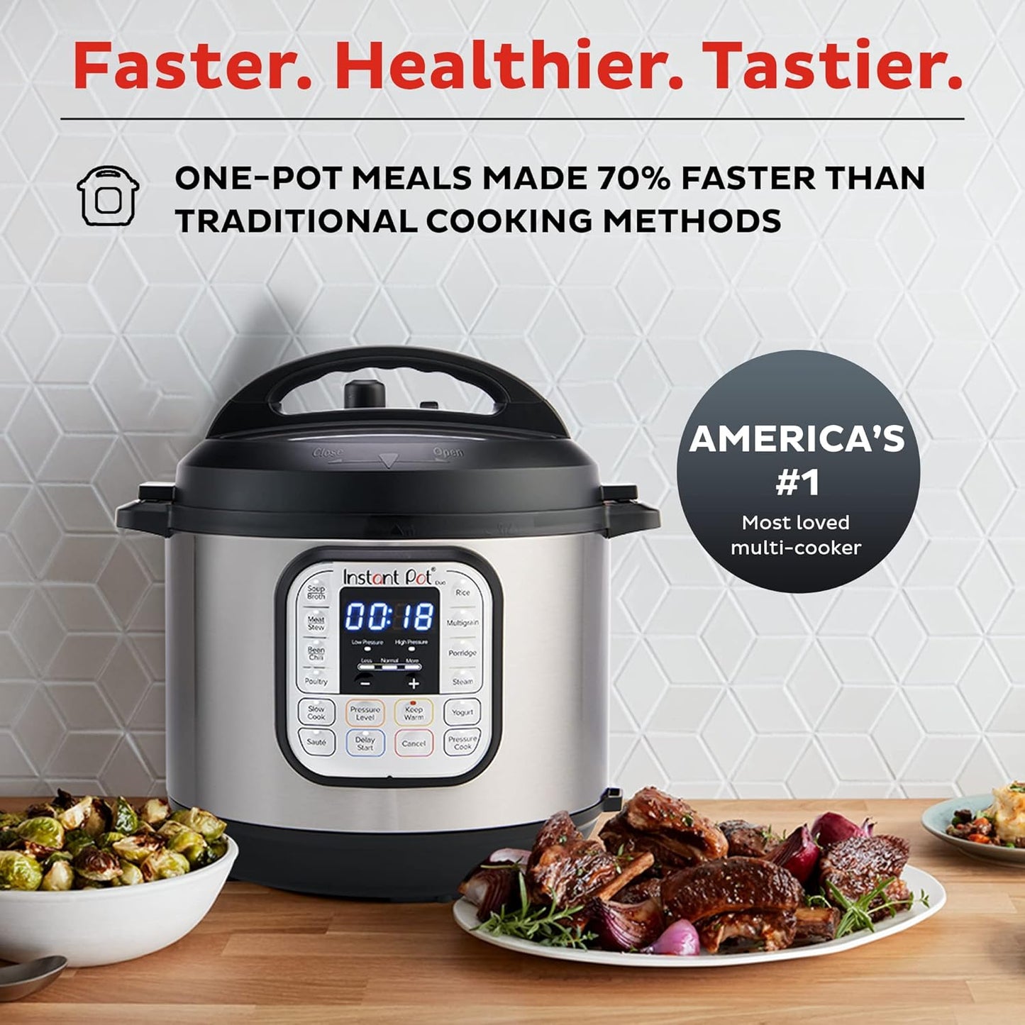 Instant Pot Duo 7-in-1 Electric Pressure Cooker, Slow Cooker, Rice Cooker, Steamer, Sauté, Yogurt Maker, Warmer & Sterilizer, Includes App With Over 800 Recipes, Stainless Steel, 6 Quart