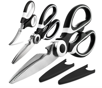 Food Grade Kitchen Scissors 3 Pack- Lifetime Replacement Warranty -Heavy Duty Stainless Steel Cooking Shears for Cutting Meat, Food, Fish, Poultry Multipurpose Sharp Sissors for Dishwasher Safe