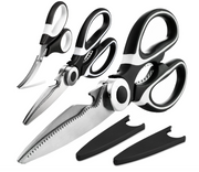 Food Grade Kitchen Scissors 3 Pack- Lifetime Replacement Warranty -Heavy Duty Stainless Steel Cooking Shears for Cutting Meat, Food, Fish, Poultry Multipurpose Sharp Sissors for Dishwasher Safe