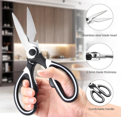 Food Grade Kitchen Scissors 3 Pack- Lifetime Replacement Warranty -Heavy Duty Stainless Steel Cooking Shears for Cutting Meat, Food, Fish, Poultry Multipurpose Sharp Sissors for Dishwasher Safe