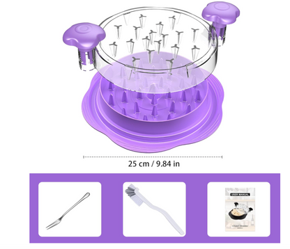 Chicken Shredder Large Chicken Breast Shredder Tool Twist with Brush&Fork, Visible Meat Shredder Machine, Anti-Slip Strip, Ergonomic Handle, BPA Free, Suitable for Pork Beef Chicken(Purple)