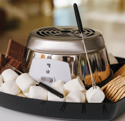 SHARPER IMAGE Electric S'mores Maker [Amazon Exclusive] 8-Piece Kit, 6 Skewers & Serving Tray, Small Kitchen Appliance, Flameless Tabletop Marshmallow Roaster, Date Night Fun Kids Family Activity