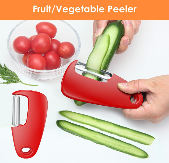 Kitchen Unique Gadgets Set 6 Pieces, Space Saving, Cheese Grater, Bottle Opener, Fruit Vegetable Peeler, Pizza Cutter, Garlic Ginger Grinder, Herb Stripper Gift Set