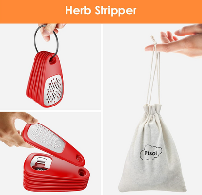 Kitchen Unique Gadgets Set 6 Pieces, Space Saving, Cheese Grater, Bottle Opener, Fruit Vegetable Peeler, Pizza Cutter, Garlic Ginger Grinder, Herb Stripper Gift Set